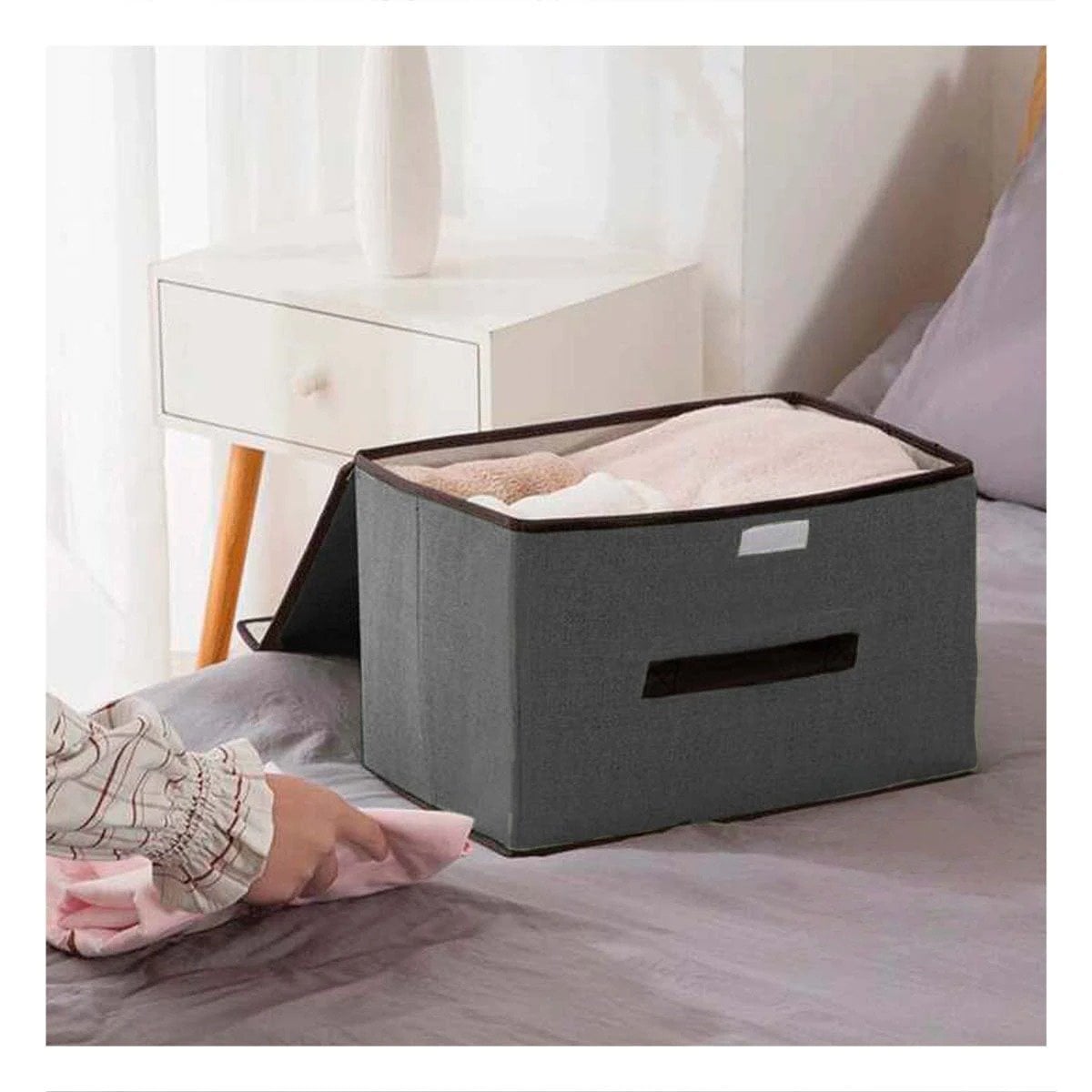 PACK4 BAUL PLEGABLE DE TELA NEGRO 36X24X23CM PARA ORDEN EN ESPACIOS - 5