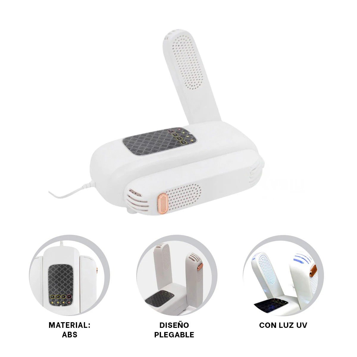 SECADOR DE ZAPATOS ELECTRICO COMPACTO PARA ESPACIOS PEQUENOS HOGAR BLANCO Y+PAPEL REGALO - 5