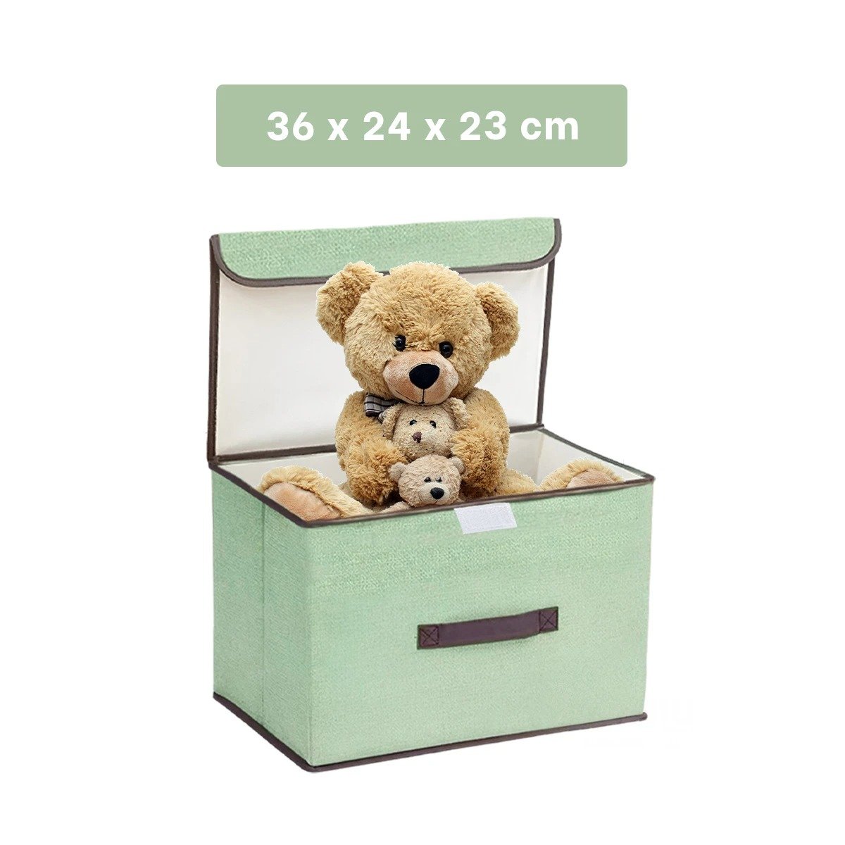 PACK2 MODULO PLEGABLE TELA VERDE 36X24X23CM PARA GUARDADO PRACTICO Y+PAPEL REGALO - 4