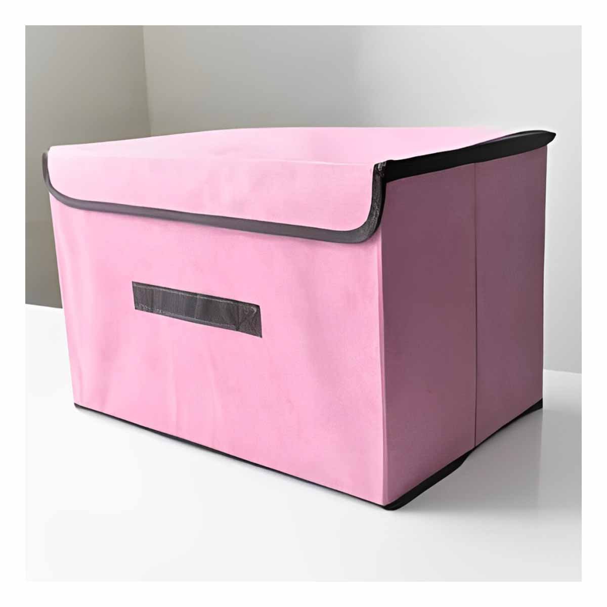 PACK2 CAJA TEXTIL ROSADO 36X24X23CM PARA ORDEN PRACTICO EN HOGAR DIARIO - 5