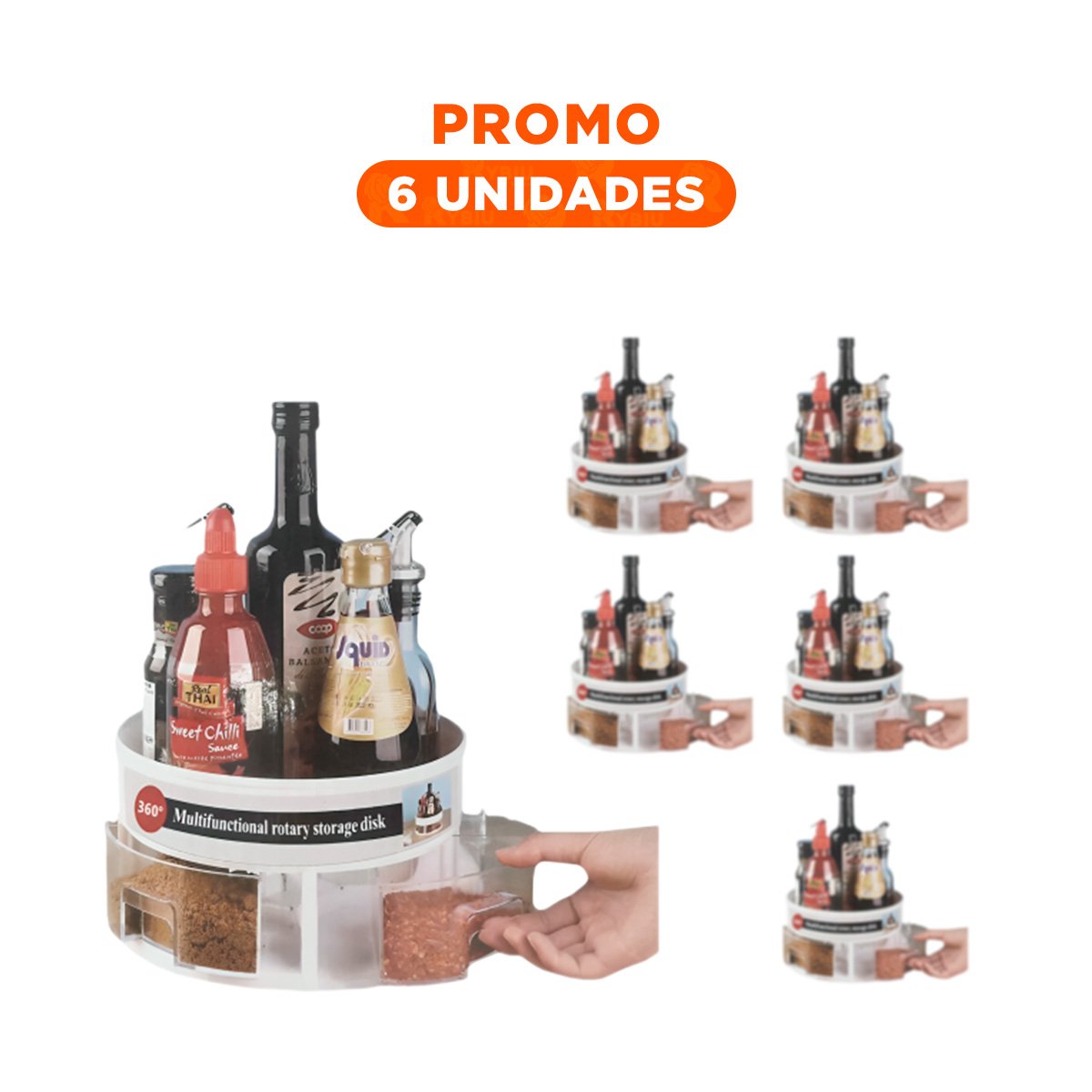 PACK6 MODULO GIRATORIO 360 GRADOS PRACTICO CON CAJONES BLANCO Y+REGALO STICKER - 1