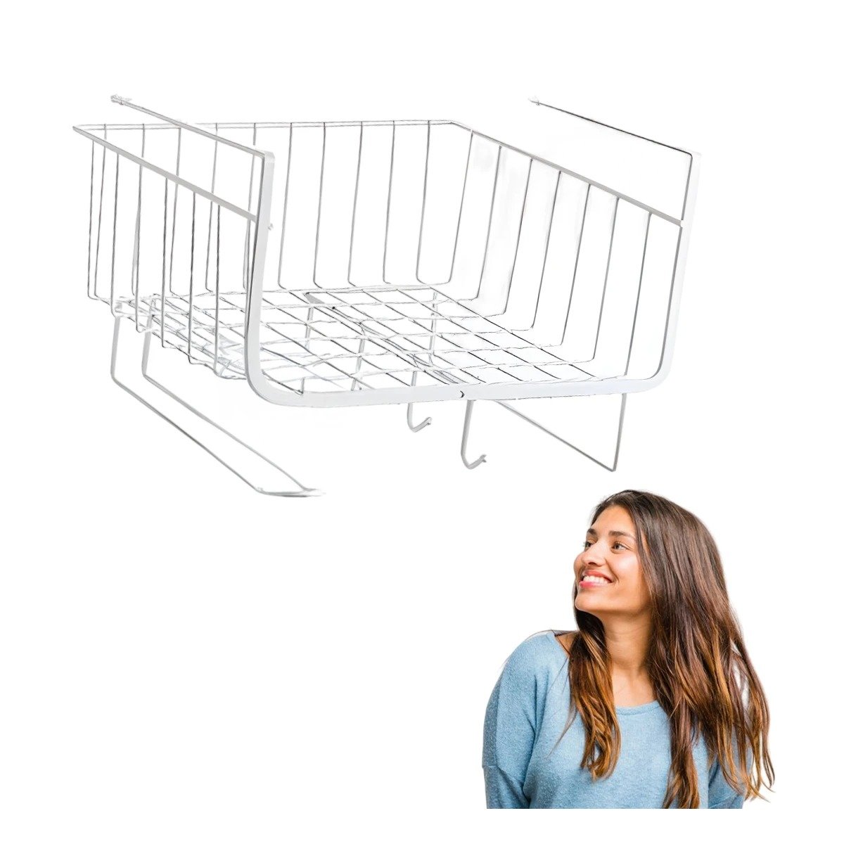 CESTO FLOTANTE METALICO 28,5X20X27 CM BLANCO PARA BRINDAR COMODIDAD EN CASA Y+POST IT - 5