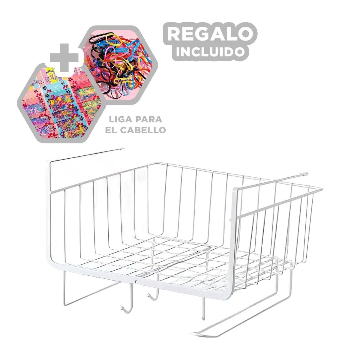 CESTO FLOTANTE METALICO 28,5X20X27 CM BLANCO PARA LA UTILIDAD DE HIJOS Y+LIGAS REGALO - 2