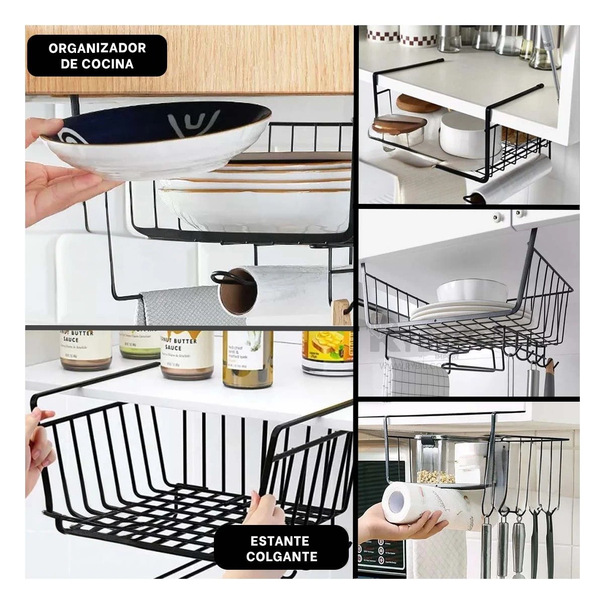 CESTO FLOTANTE METALICO 28,5X20X27 CM NEGRO PARA LA UTILIDAD DE HIJOS Y+LIGAS REGALO - 1
