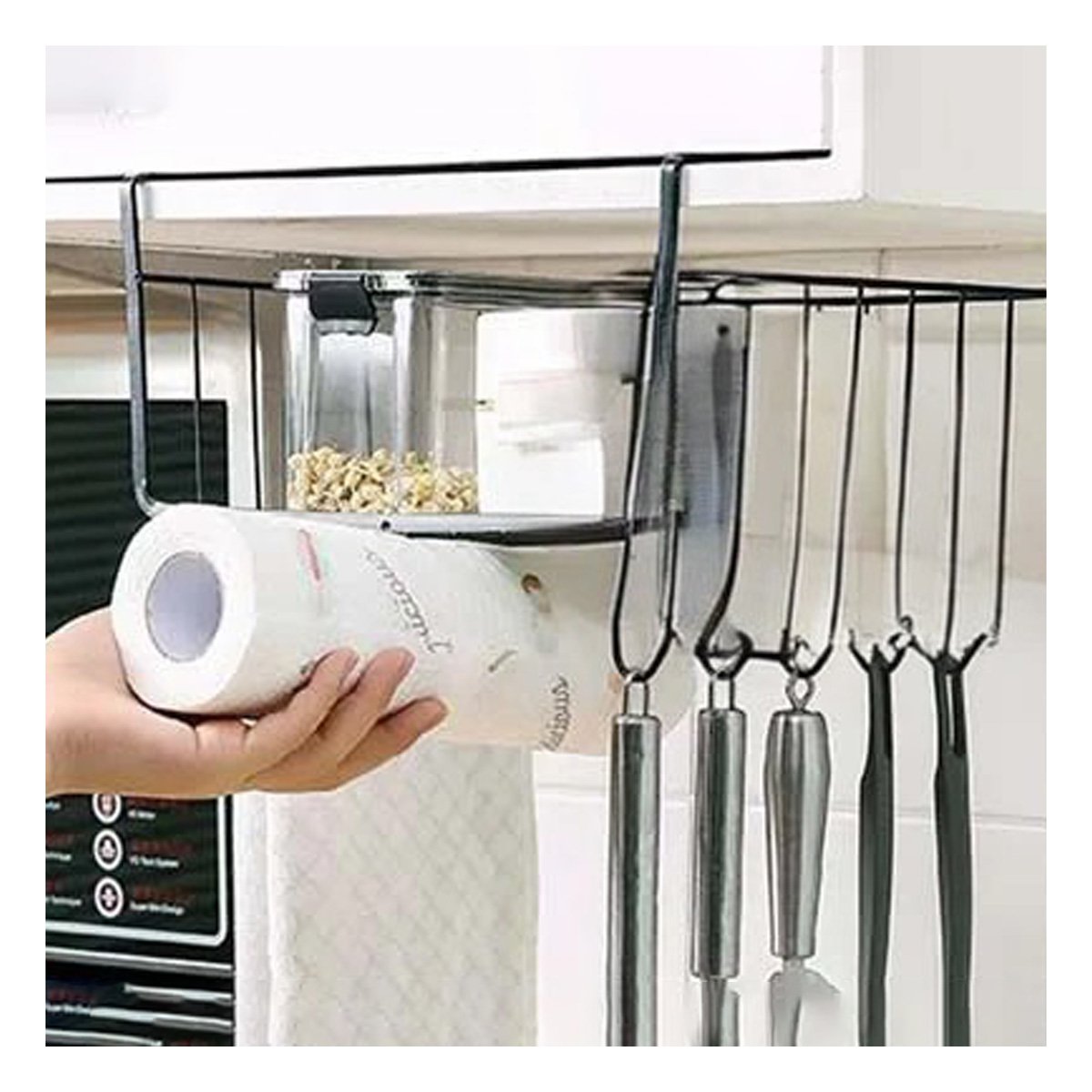 CESTO FLOTANTE METALICO 28,5X20X27 CM NEGRO PARA BRINDAR COMODIDAD EN CASA Y+POST IT - 3