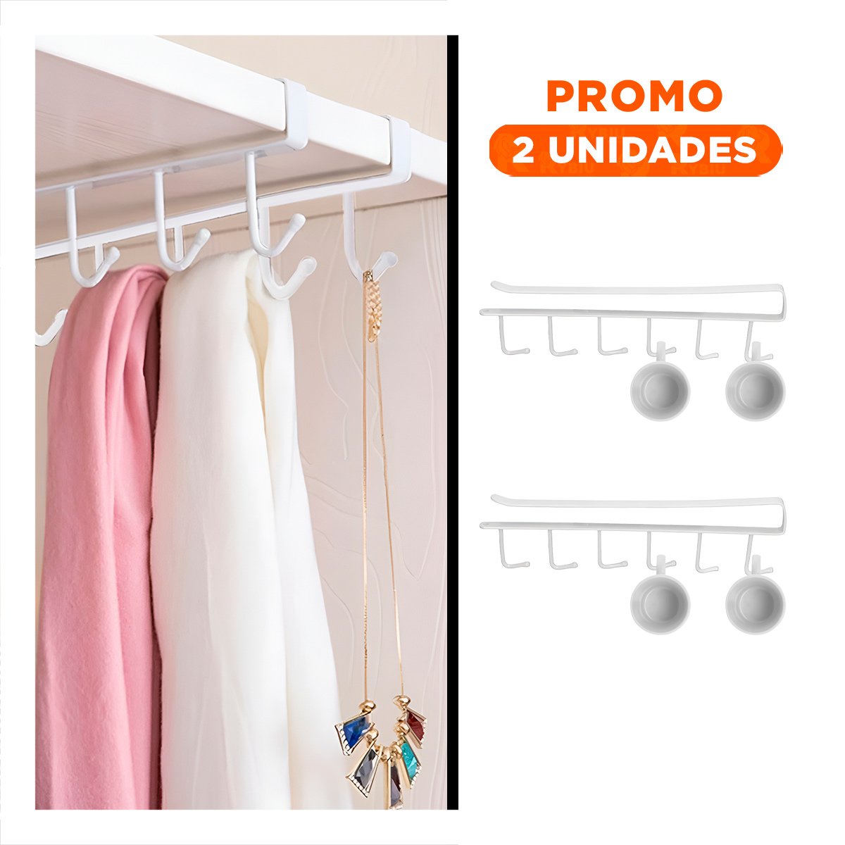 PACK2 ORGANIZADOR DE TAZAS 6X1 BLANCO PARA FOMENTAR ESPACIO CON MUCHO ORDEN Y+REGALO STICKER - 1
