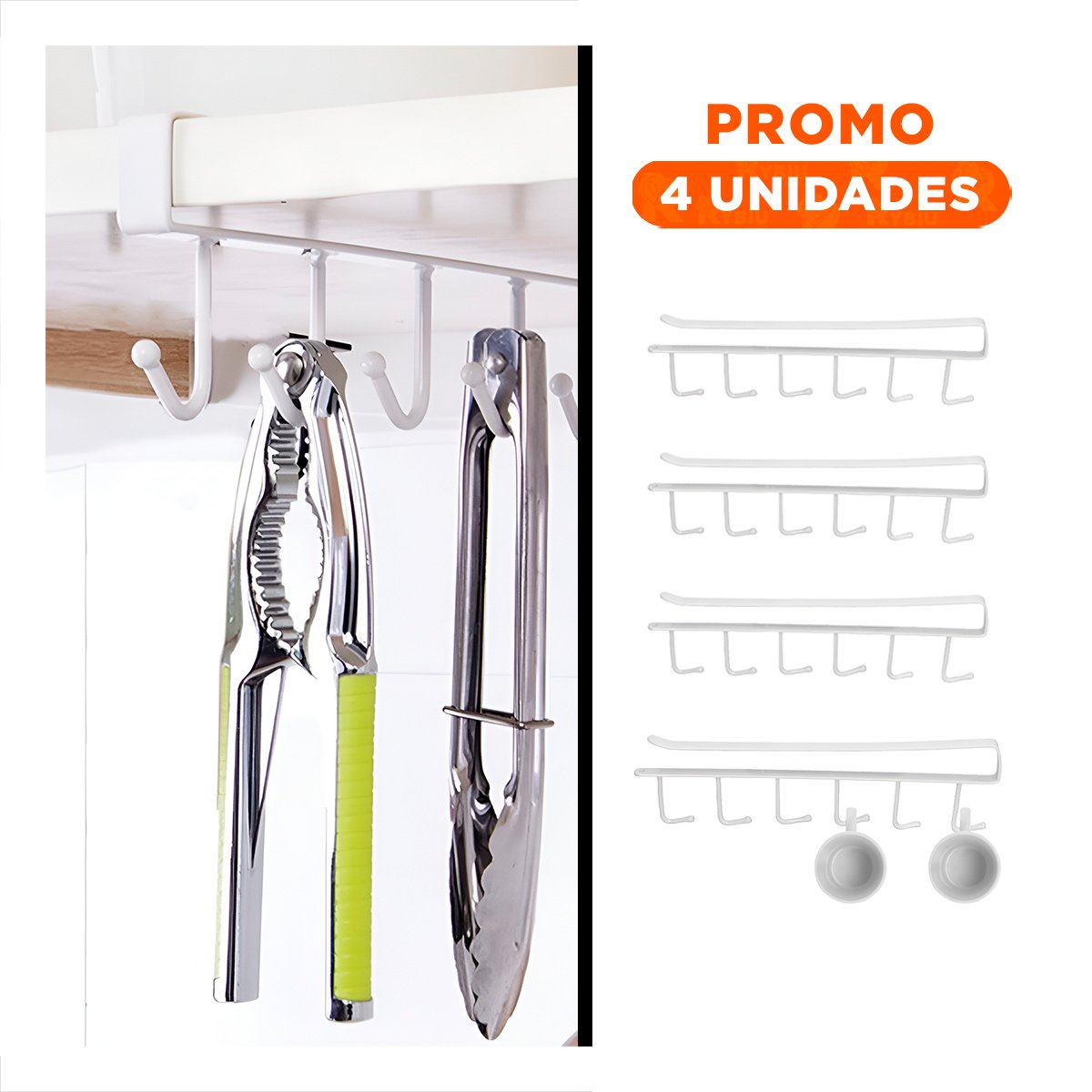PACK4 ORGANIZADOR DE TAZAS 6X1 COLOR BLANCO CON DISEÑO ELEGANTE EN SU CASA REAL - 1