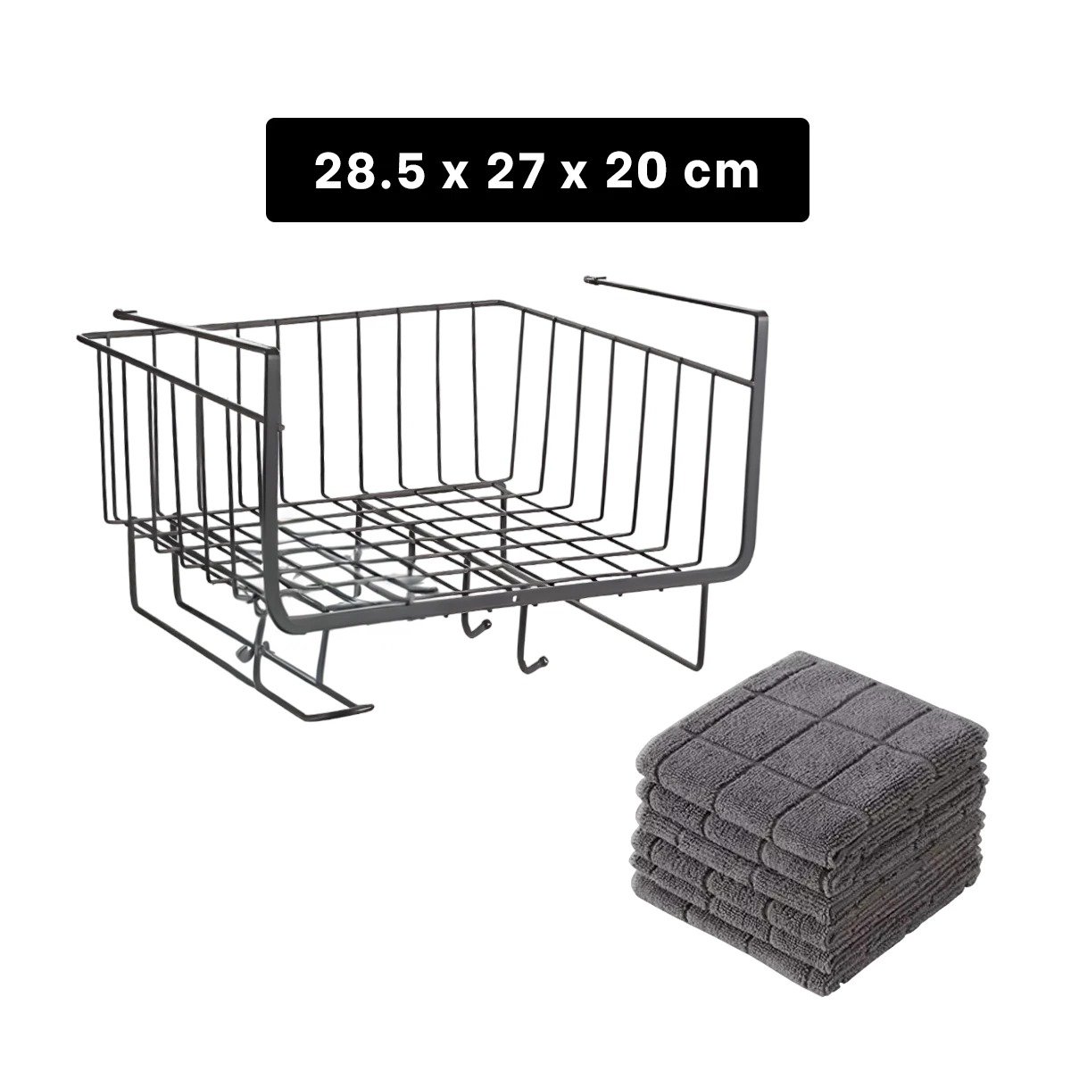 PACK12 CANASTILLA DE METAL 28,5X20X27 CM NEGRO PARA ALMACENAMIENTO EN CASA REAL Y+PAPEL REGALO - 4