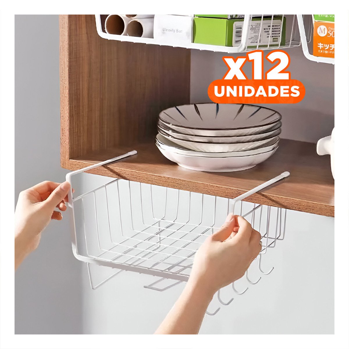 PACK12 CANASTILLA DE METAL 28,5X20X27 CM BLANCO DE TACTO LISO PARA SUS OBJETOS Y+REGALO STICKER - 1
