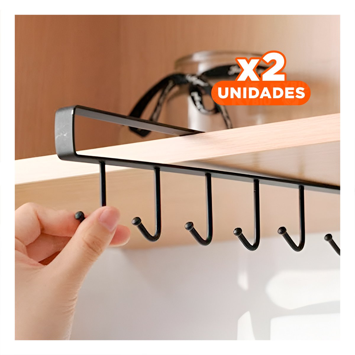 PACK2 ORGANIZADOR DE TAZAS 6X1 COLOR NEGRO DE ESTILO MODERNO EN SU DESPENSA Y+PAPEL REGALO - 1