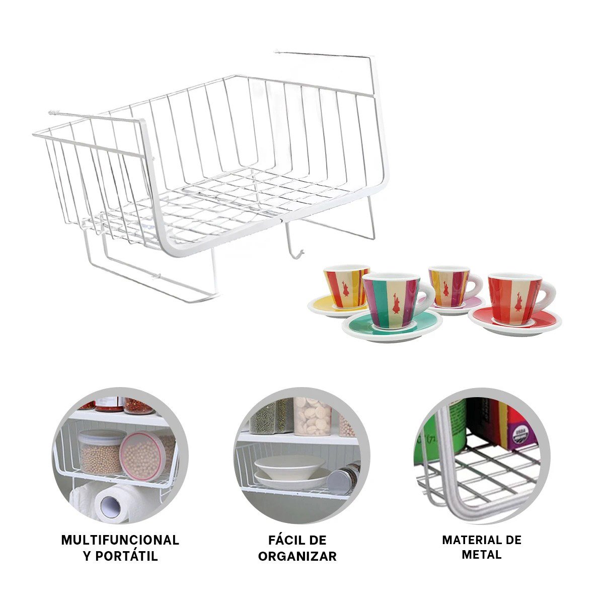 PACK4 ORGANIZADOR DE REJILLA 28,5X20X27 CM BLANCO DE CALIDAD PARA MUCHA CARGA Y+PAPEL REGALO - 3