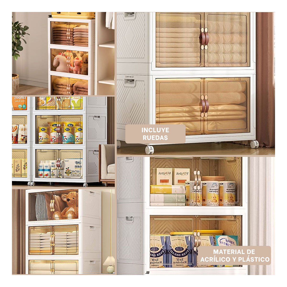 PACK2 MUEBLE PLEGABLE 3 NIVELES BLANCO 45X30X70 CM DE ESTILO MODERNO CASA Y+PAPEL REGALO - 3