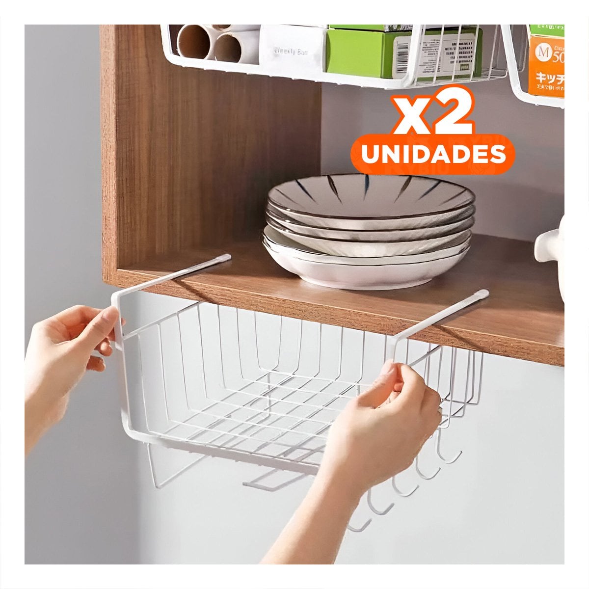 PACK2 ORGANIZADOR DE REJILLA 28,5X20X27 CM BLANCO DE ESTILO MODERNO EN SU CASA Y+PAPEL REGALO - 1