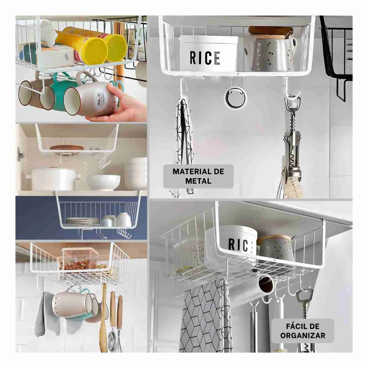 PACK2 ORGANIZADOR DE REJILLA 28,5X20X27 CM BLANCO DE ESTILO MODERNO EN SU CASA Y+PAPEL REGALO - 3