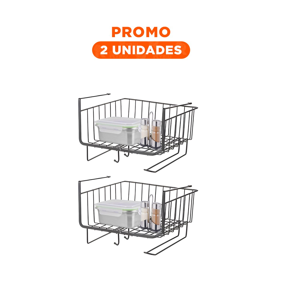 PACK2 ORGANIZADOR DE REJILLA 28,5X20X27 CM NEGRO PARA FOMENTAR ORDEN Y+REGALO STICKER - 1