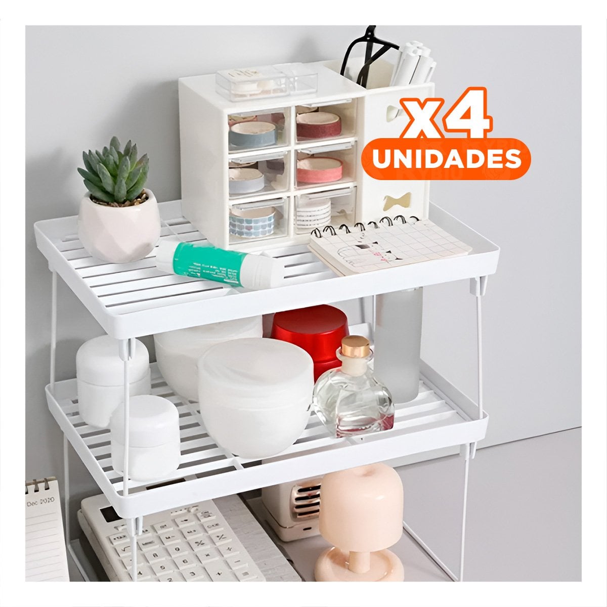 PACK4 ORGANIZADOR MODULAR 31X16X20 CM BLANCO DE GRAN CALIDAD PARA MUCHA CARGA Y+PAPEL REGALO - 1