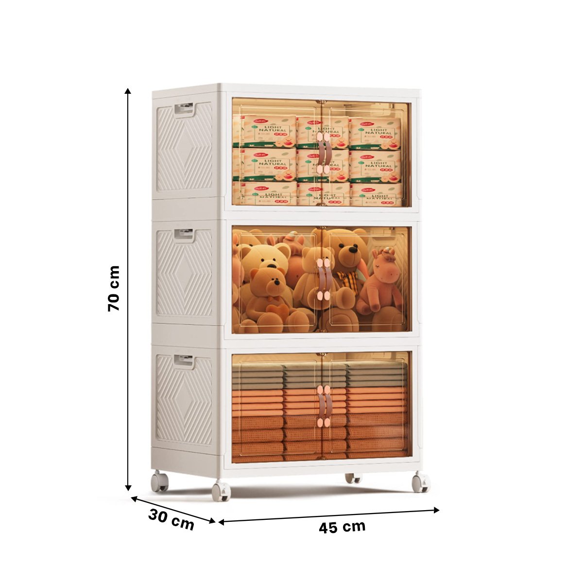 ESTANTE DE ALMACENAMIENTO 3 NIVELES BLANCO 45X30X70 CM PARA LA FAMILIA Y+PAPEL REGALO - 4