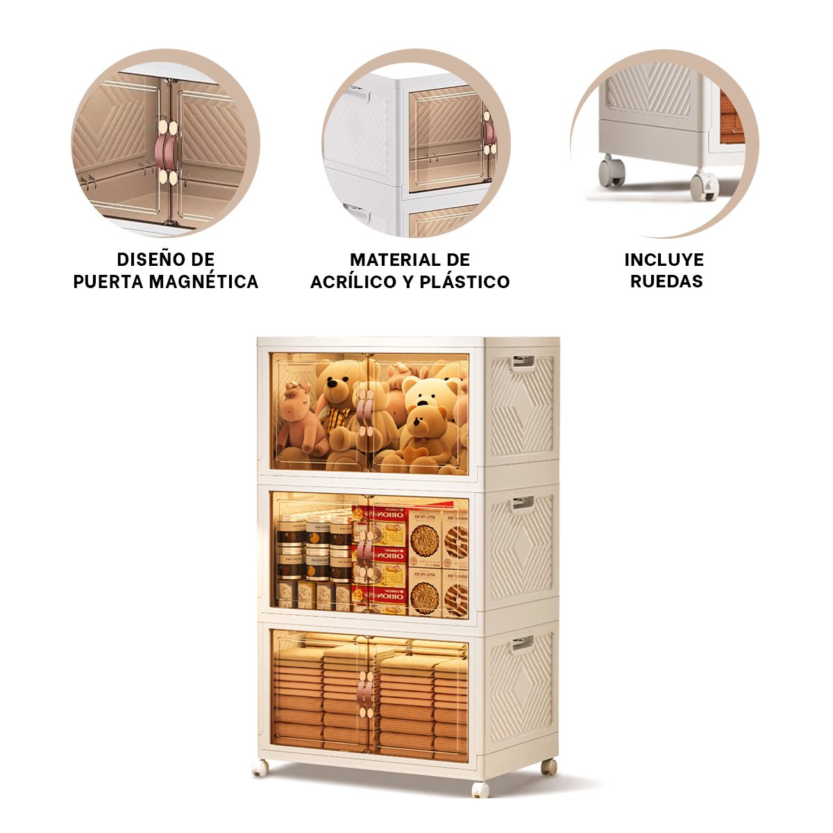 ESTANTE DE ALMACENAMIENTO 3 NIVELES BLANCO 45X30X70 CM PARA LA FAMILIA Y+PAPEL REGALO - 5