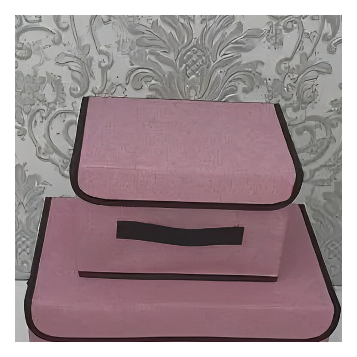 PACK12 CANASTA DE TELA ROSADO 25X19X16CM PARA ORDEN DIARIO EN HOGAR Y+PAPEL REGALO - 3