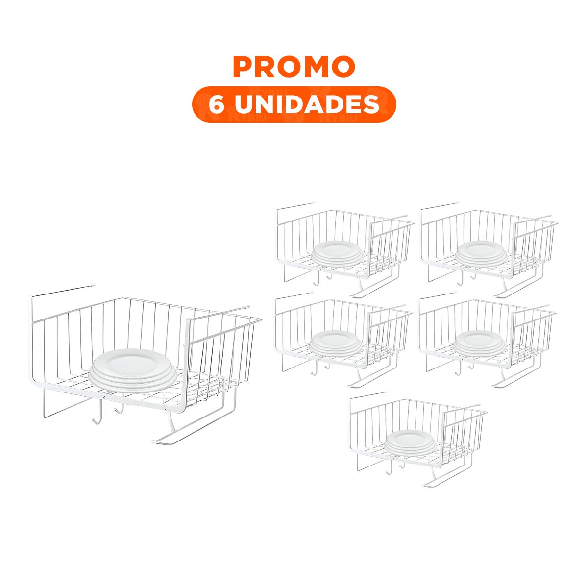 PACK6 SOPORTE DE ESTANTE 28,5X20X27 CM BLANCO PARA UN USO DINAMICO EN SU HOGAR Y+REGALO STICKER - 1
