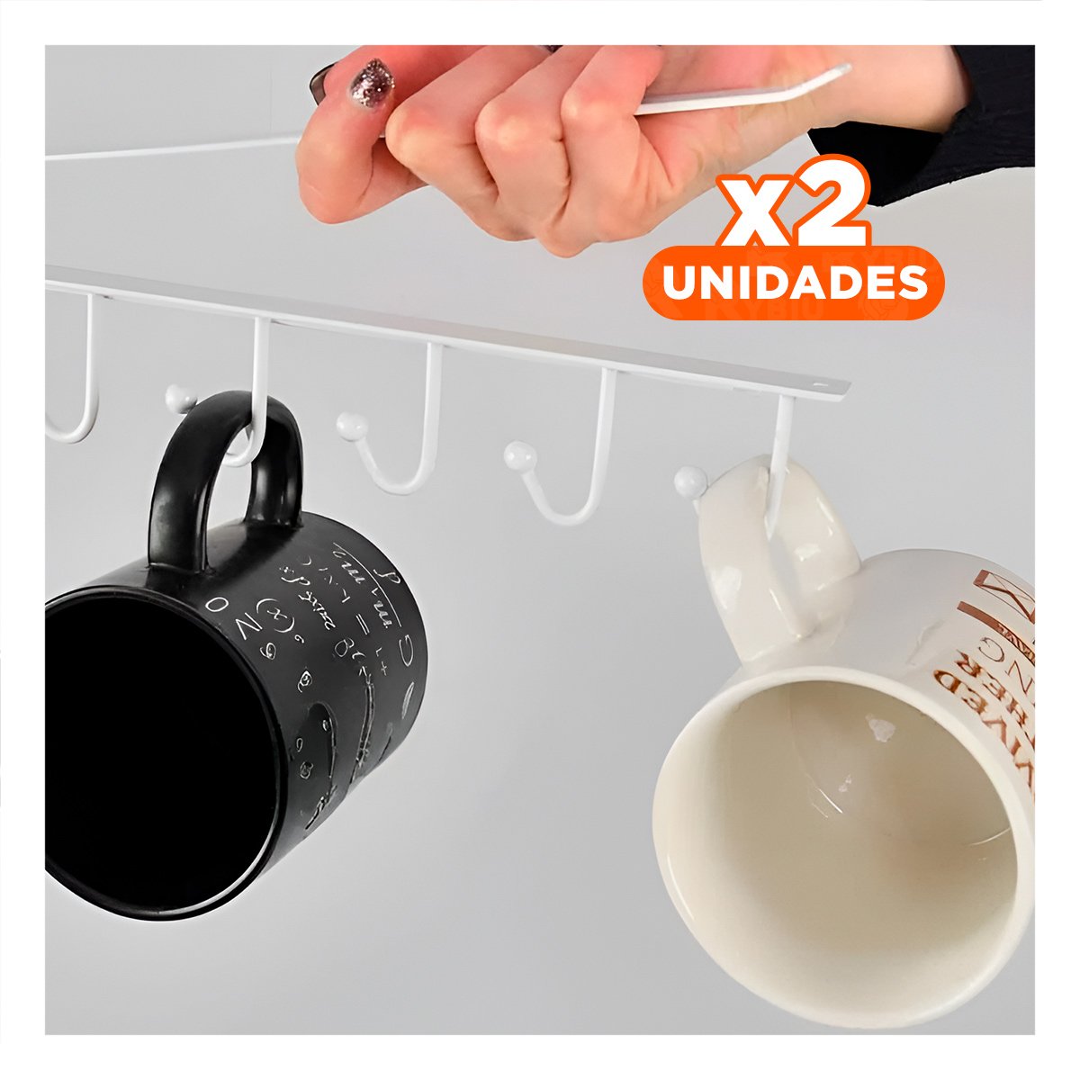 PACK2 ORGANIZADOR DE TAZAS 6X1 COLOR BLANCO DE ESTILO MODERNO EN SU DESPENSA Y+PAPEL REGALO - 1
