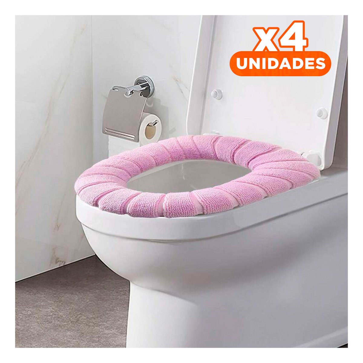 PACK4 PROTECTOR AFELPADO PARA INODORO SUAVE LAVABLE Y COMODO DIARIO HOGAR Y+REGALO STICKER - 1