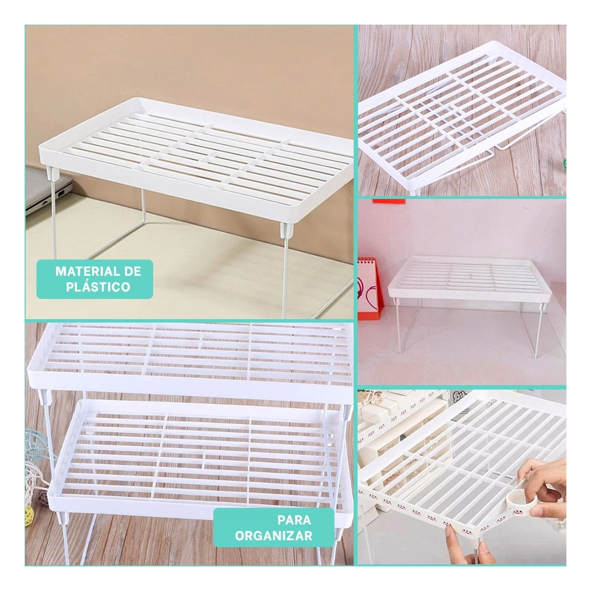 ESTANTE APILABLE 31X16X20 CM BLANCO PARA BRINDAR COMODIDAD EN CASA Y+POST IT - 2