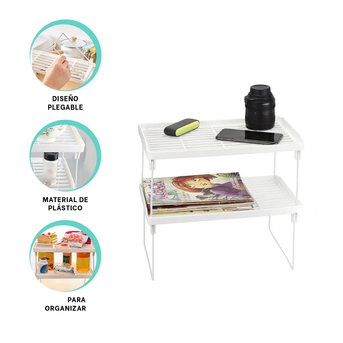 ESTANTE APILABLE 31X16X20 CM BLANCO PARA BRINDAR COMODIDAD EN CASA Y+POST IT - 5