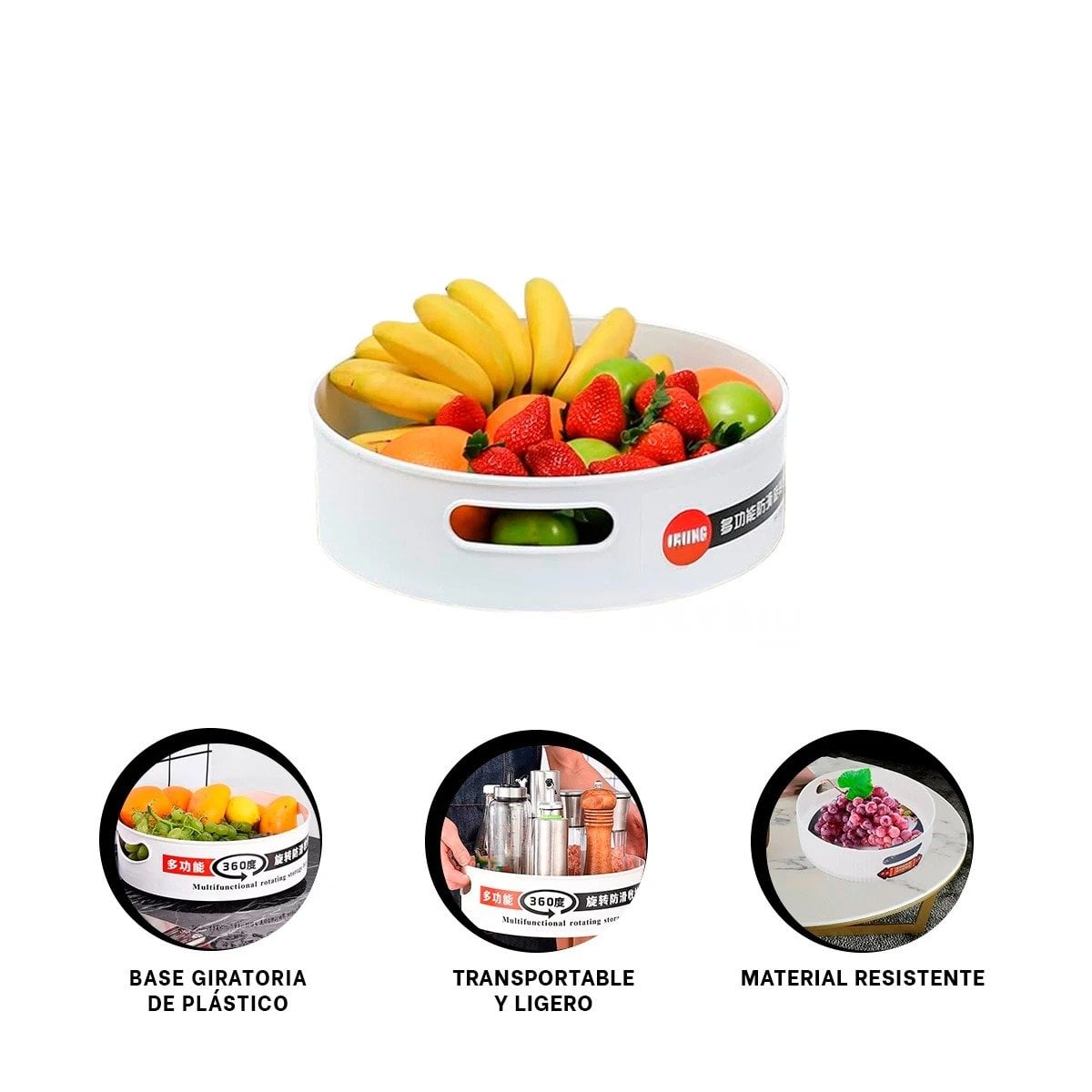 BASE GIRATORIA 360 GRADOS 6.7CMX22.5CM BLANCO TALLA S PARA LA GESTION EN FAMILIA Y+PAPEL REGALO - 5