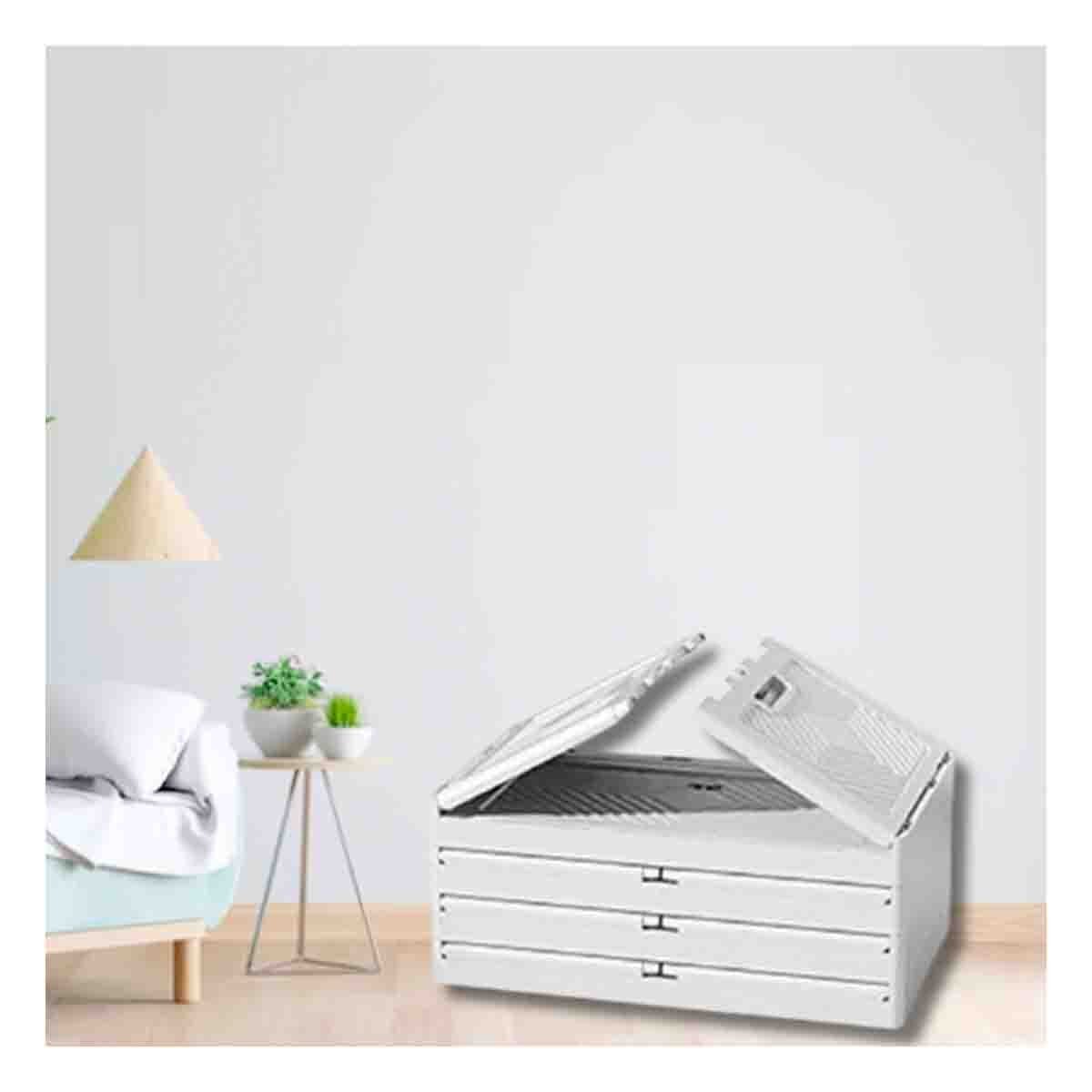 PACK2 MUEBLE PLEGABLE 3 NIVELES BLANCO 45X30X70 CM CON PUERTAS PARA SU SALA - 3