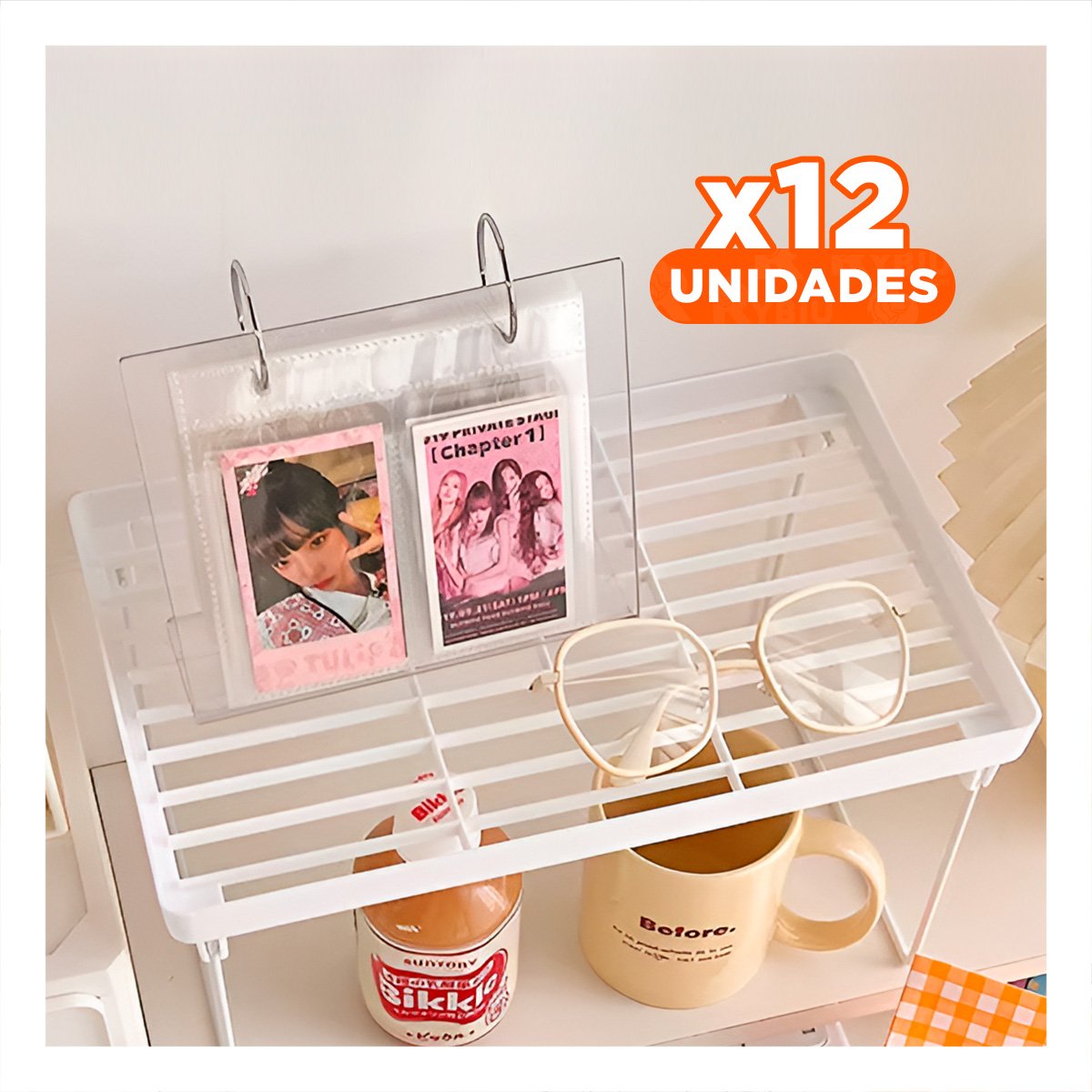PACK12 MUEBLE AUXILIAR 31X16X20 CM BLANCO PARA ALMACENAMIENTO EN CASA REAL Y+PAPEL REGALO - 1
