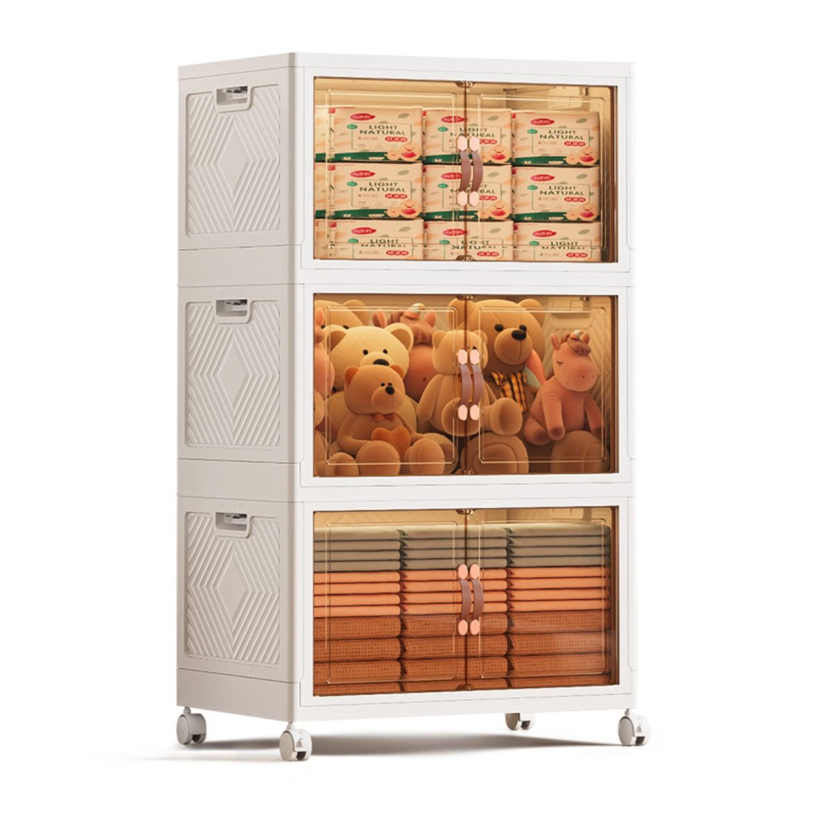 PACK2 MUEBLE PLEGABLE 3 NIVELES BLANCO 45X30X70 CM PARA FOMENTAR EL ESPACIO Y+REGALO STICKER - 2