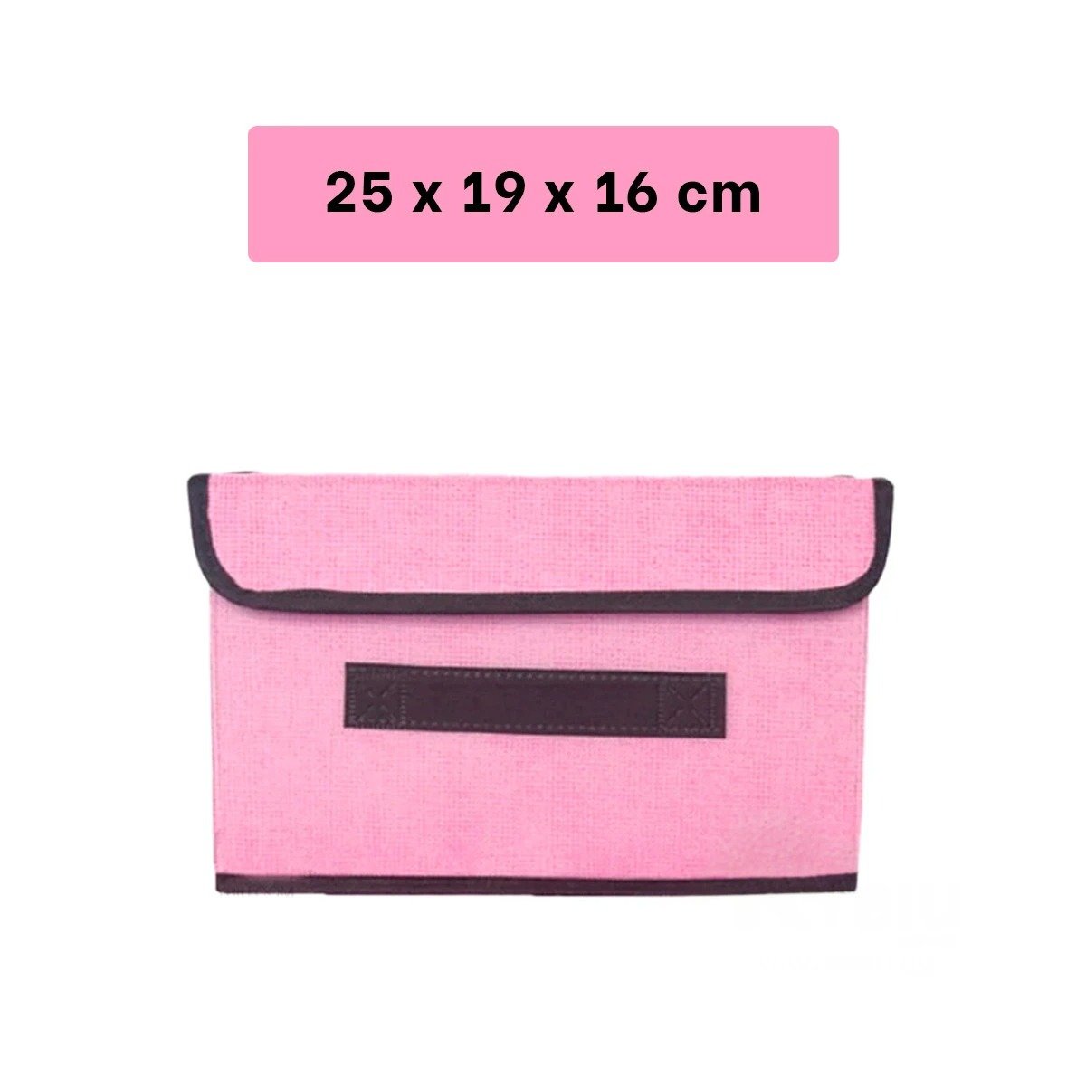 PACK12 CANASTA PLEGABLE TELA ROSADO 25X19X16CM PARA GUARDADO PRACTICO Y+REGALO STICKER - 4