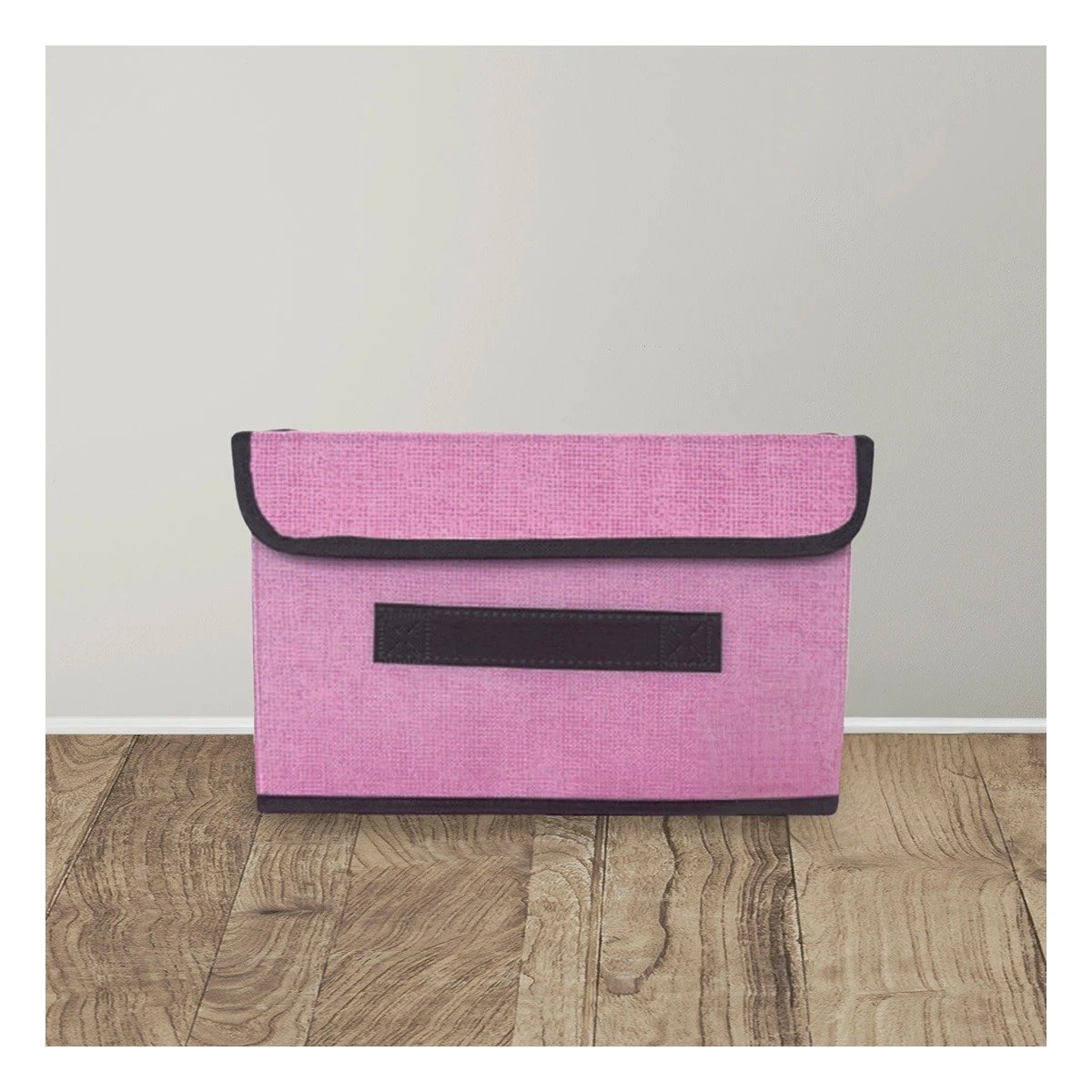 PACK12 CANASTA PLEGABLE TELA ROSADO 25X19X16CM PARA GUARDADO PRACTICO Y+REGALO STICKER - 5