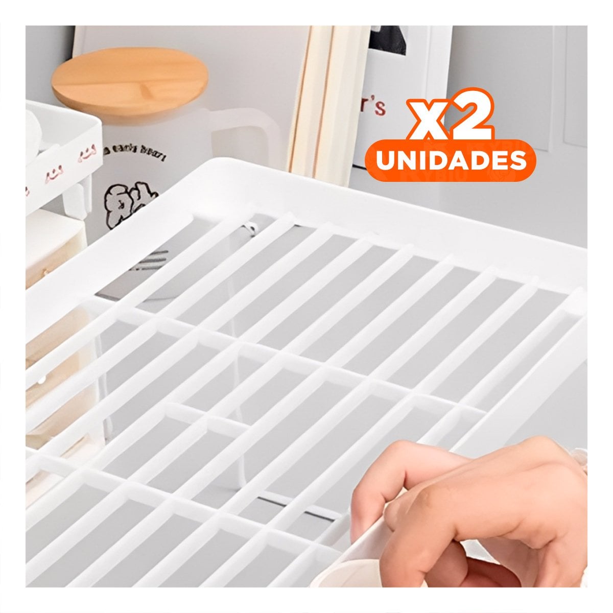 PACK2 ORGANIZADOR MODULAR 31X16X20 CM BLANCO DE ESTILO MODERNO EN DESPENSA Y+PAPEL REGALO - 1