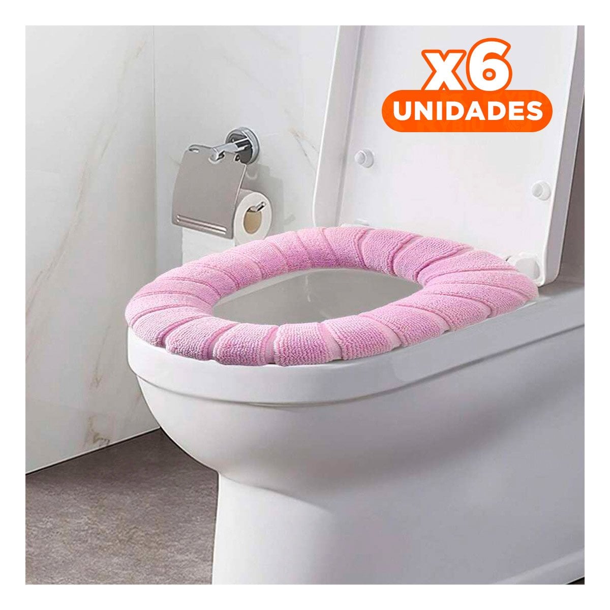 PACK6 PROTECTOR ACOLCHADO PARA INODORO TEXTIL CONFORTABLE Y PRACTICO EXTRA - 1