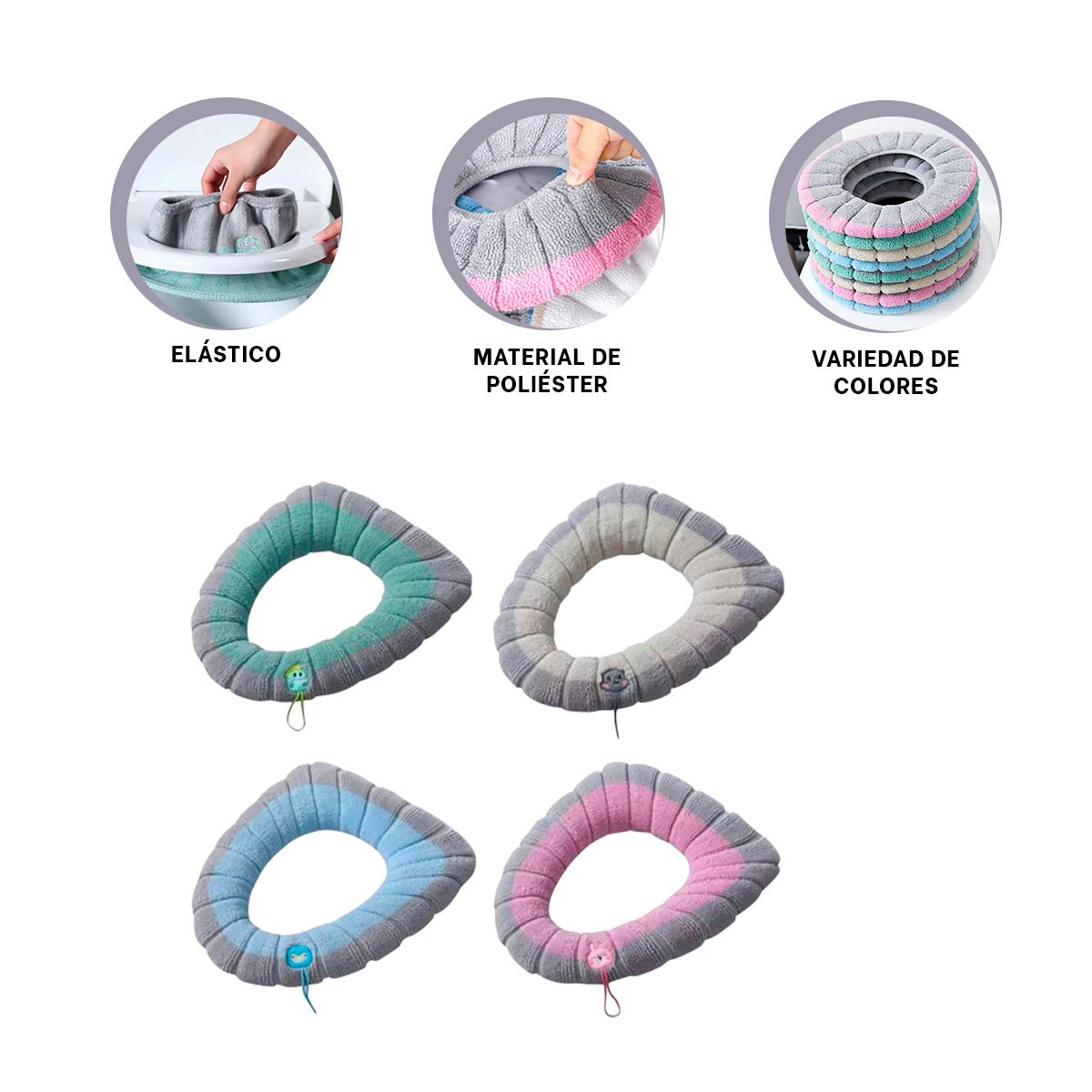 ARO ACOLCHADO PARA INODORO TEXTIL CONFORTABLE Y PRACTICO PARA CASA HOY Y+PAPEL REGALO - 5