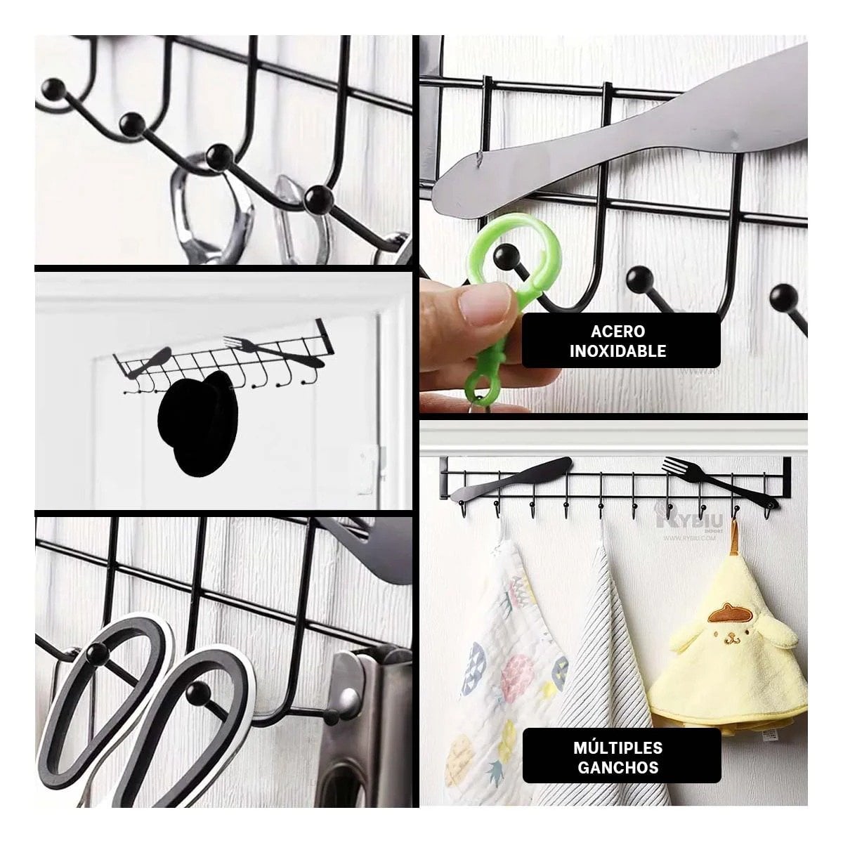 COLGADOR PARA DETRAS DE PUERTAS 45X10 CM NEGRO PARA BRINDAR COMODIDAD Y+POST IT - 2