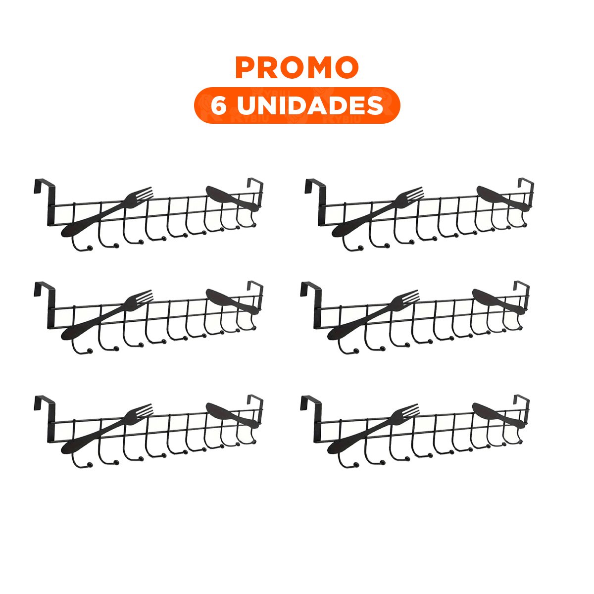 PACK6 SOPORTE DE ROPA 45X10 CM NEGRO PARA UN USO DINAMICO EN SU HOGAR REAL Y+REGALO STICKER - 1