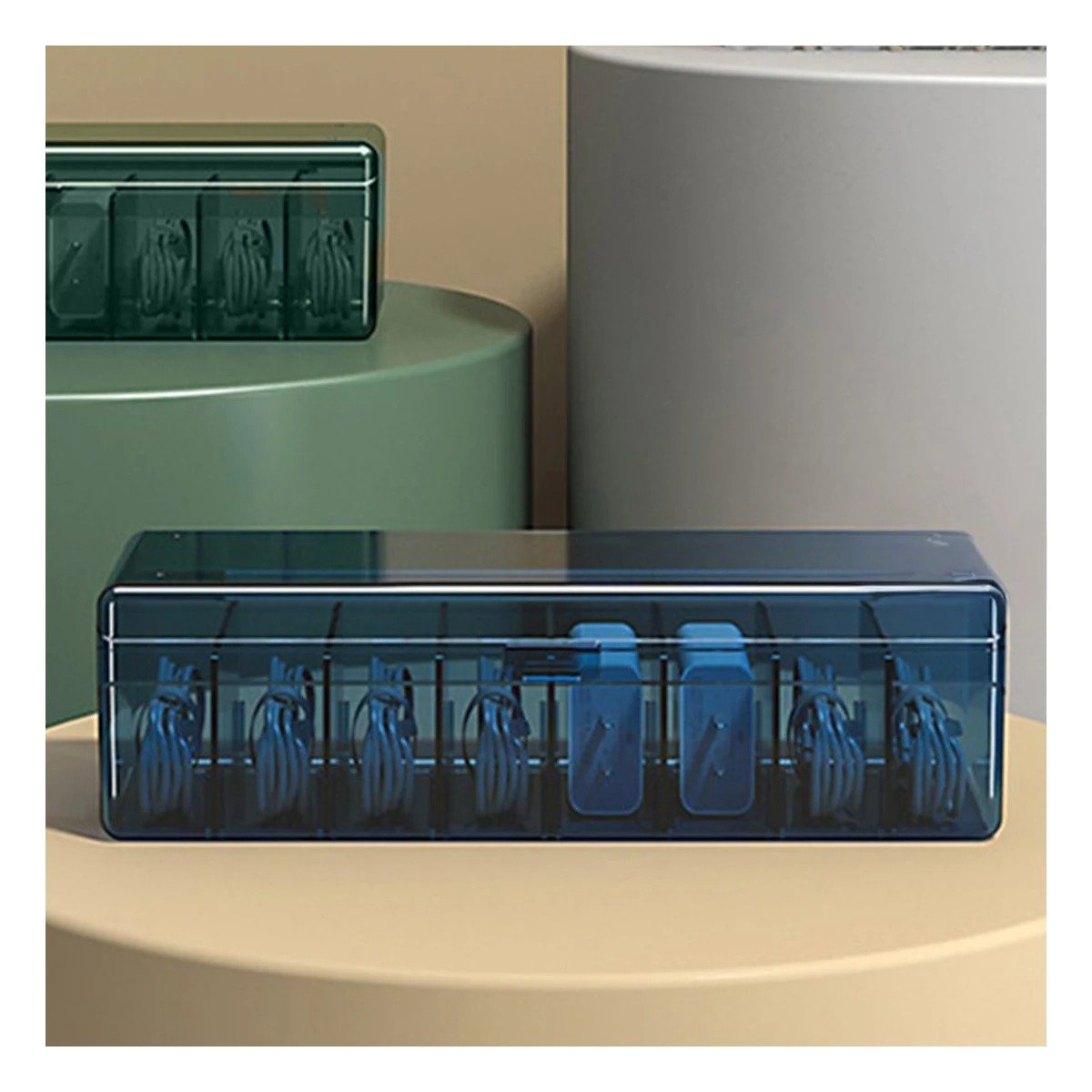 PACK2 BANDEJA ORGANIZADORA PRACTICA PEQUENA 16.5X10X7.5CM PARA ESCRITORIO AZUL Y+PAPEL REGALO - 5