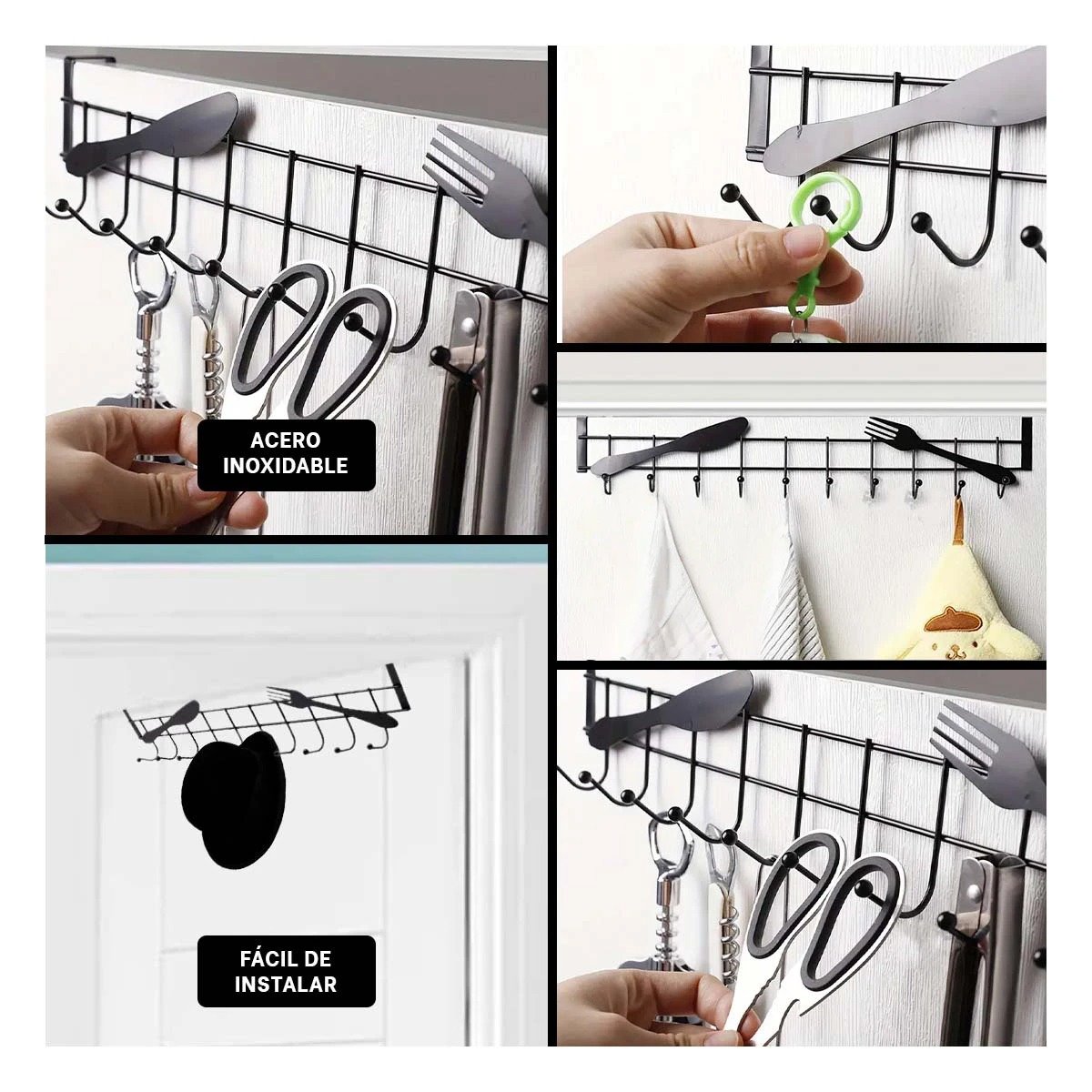 PACK6 SOPORTE DE ROPA 45X10 CM NEGRO PARA UN AMBIENTE CON MUCHA ARMONIA Y+PAPEL REGALO - 3