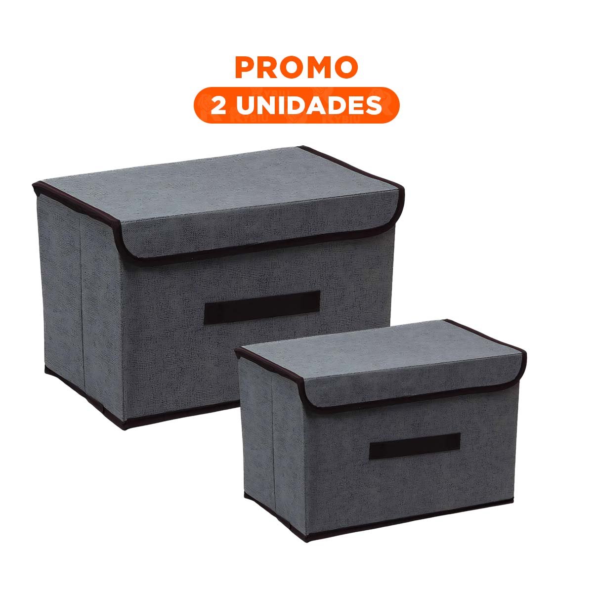 PACK2 MODULO DE ALMACENAJE TELA PLOMO 36X24X23CM PARA ESPACIOS ORGANIZADOS Y+REGALO STICKER - 1