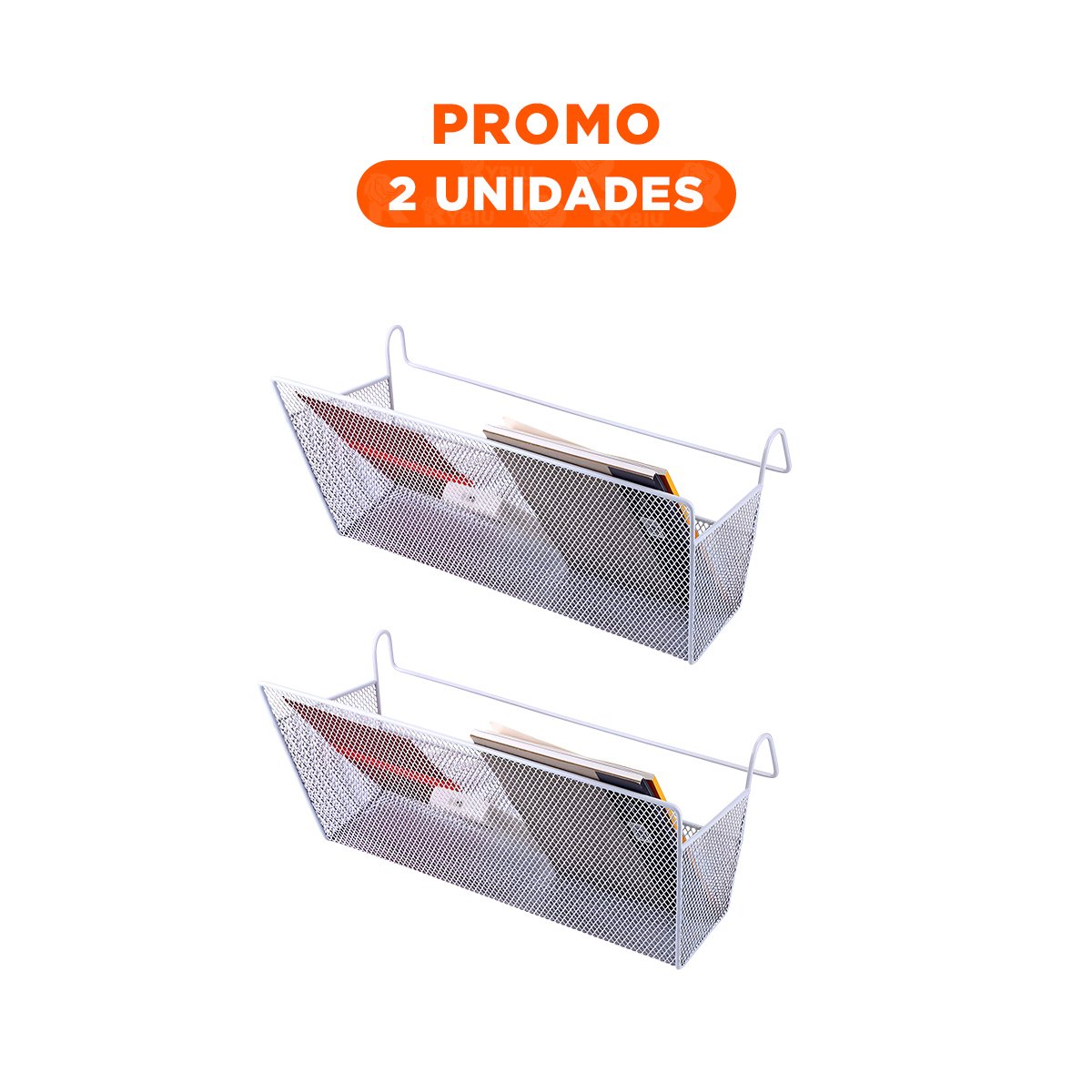 PACK2 ORGANIZADOR DE MALLA 26X8X13 CM BLANCO PARA FOMENTAR ESPACIO CON ORDEN Y+REGALO STICKER - 1