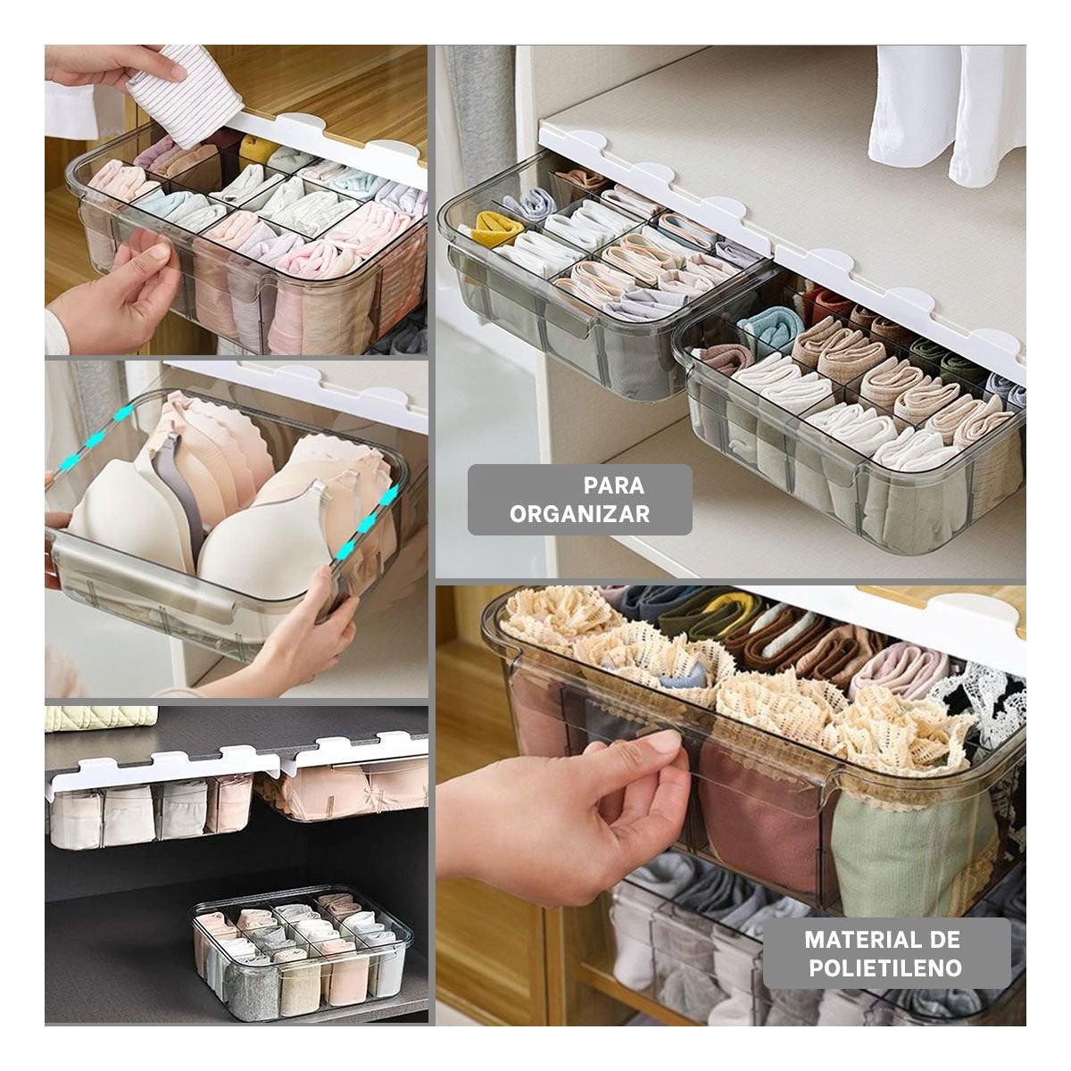 CAJA ACRILICO DE COLOR GRIS TRANSPARENTE PARA EL ORDEN EN SU VIVIENDA LINDA - 2
