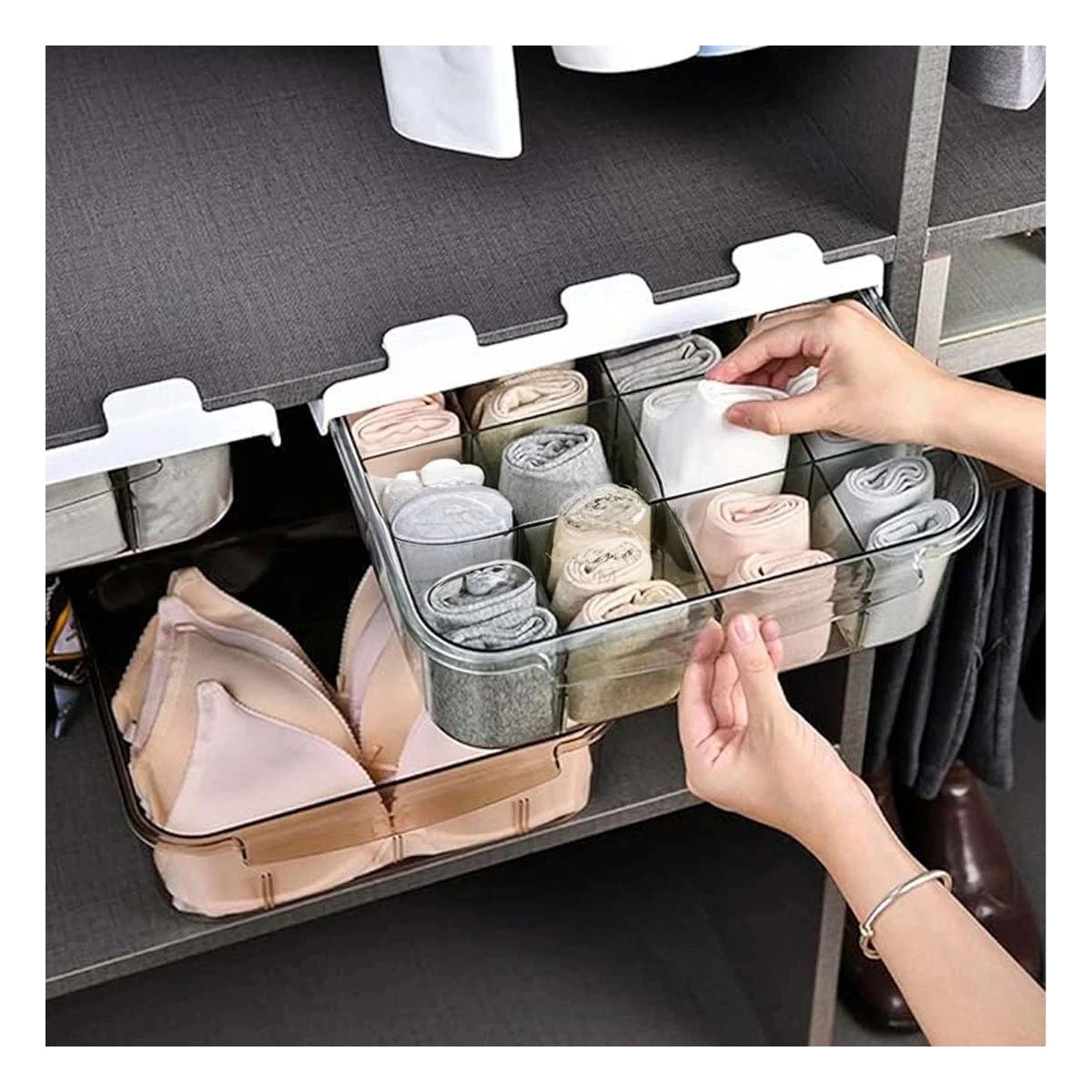 CAJA ACRILICO DE COLOR GRIS TRANSPARENTE PARA EL ORDEN EN SU VIVIENDA LINDA - 3