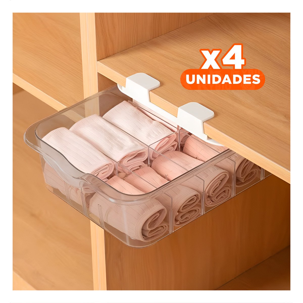 PACK4 ORGANIZADOR DE ROPA GRIS TRANSPARENTE DE GRAN CALIDAD PARA CARGA Y+PAPEL REGALO - 1