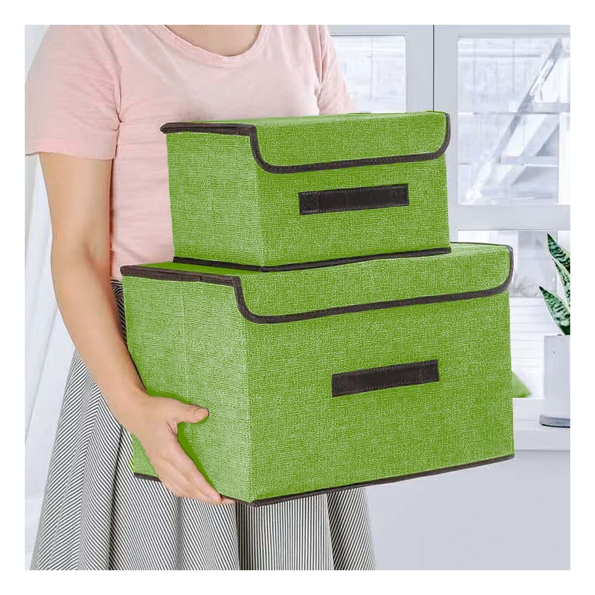 PACK6 UNIDAD TEXTIL VERDE 25X19X16CM PARA ROPA ACCESORIOS Y MAS Y+REGALO STICKER - 5