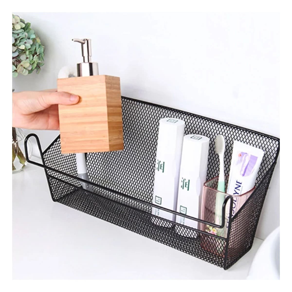 CESTA COLGADOR 26X8X13 CM DE NEGRO DE MATERIAL FUERTE EN SU HOGAR Y+REGALO STICKER - 5