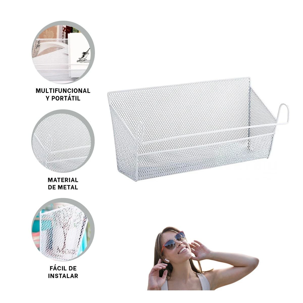 CESTA COLGADOR 26X8X13 CM DE BLANCO PARA LA GESTION EN FAMILIA REAL Y+PAPEL REGALO - 5