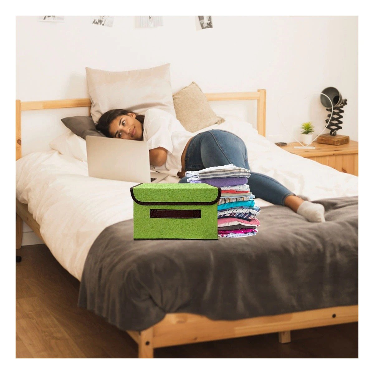 PACK4 MODULO TEXTIL VERDE 25X19X16CM PARA ROPA ACCESORIOS Y TEXTILES - 2